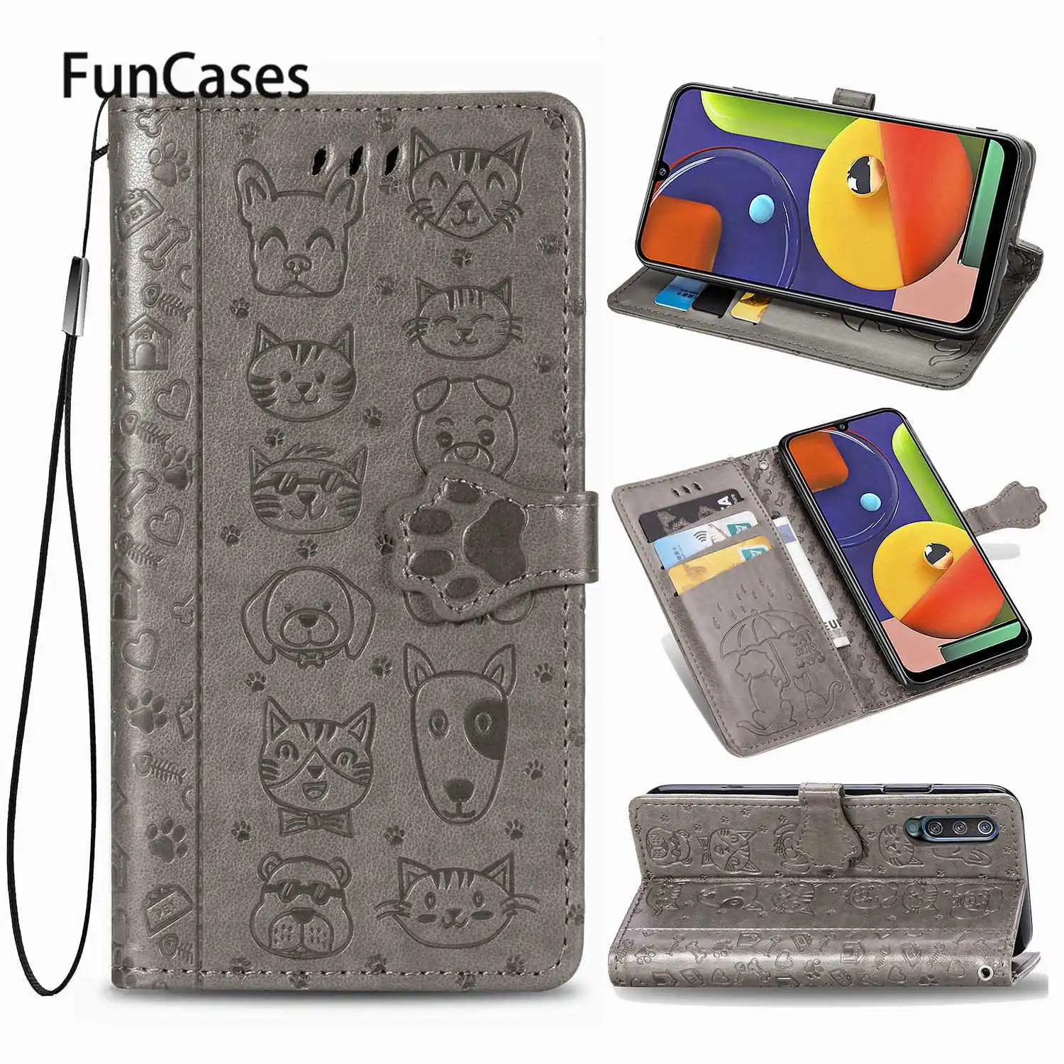 Carino Testa Di Cane Dell'Unità Di Elaborazione Di Libro Di Cuoio Per Il Caso Di Samsung A30S Carcasa Cellulare Cover Del Telefono Cellulare Samsung G