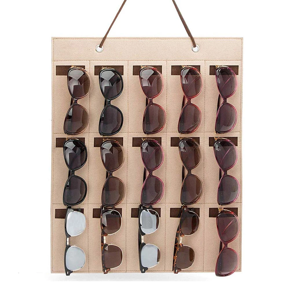 Sunglasses Storage Organiser Hanging Felt Bag Display 12 Slots for Glasses Spectacles