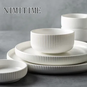 

1PC Nordic Style Ceramics Matte Glazed Dishes Individual Rice SoupNoodle Dinner Bowl Dishes Set Household Tableware