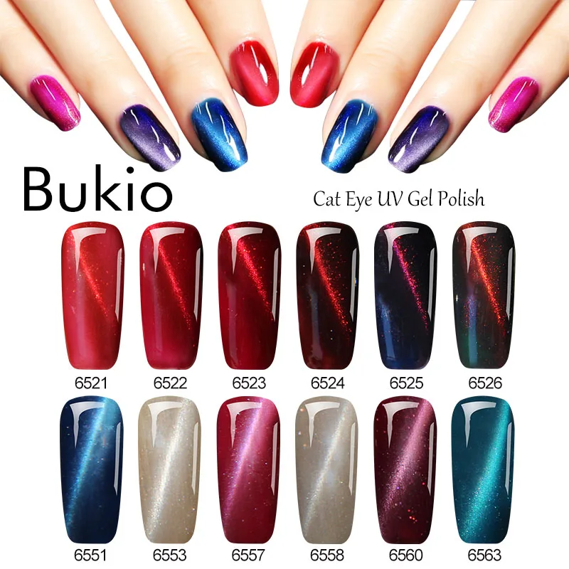 

Bukio Magnet Nail Gel 3D Cat Eye Gel Effect UV Nail polish Soak off 22 Colors Chameleon Magnetic Gel Varnishes Manicure Lacquer