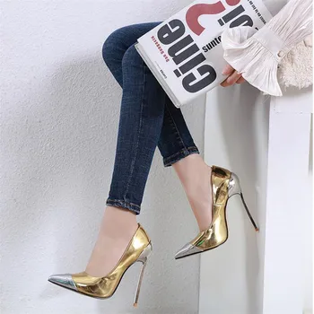 

New pattern Europe and America Stars in the same paragraph woman Shoes 12cm Thin heels Pointed metal thin heels Toe 35-41 42
