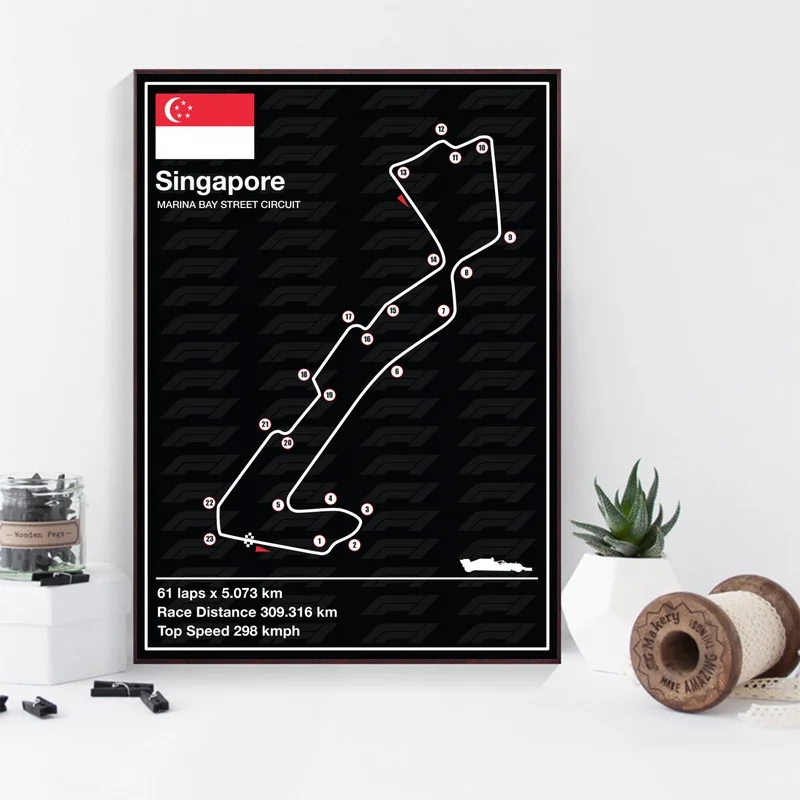 Monaco Belgium Mexico Racetrack F1 Racing Track Nordic Art Canvas Poster Home Wall Decor(No Frame