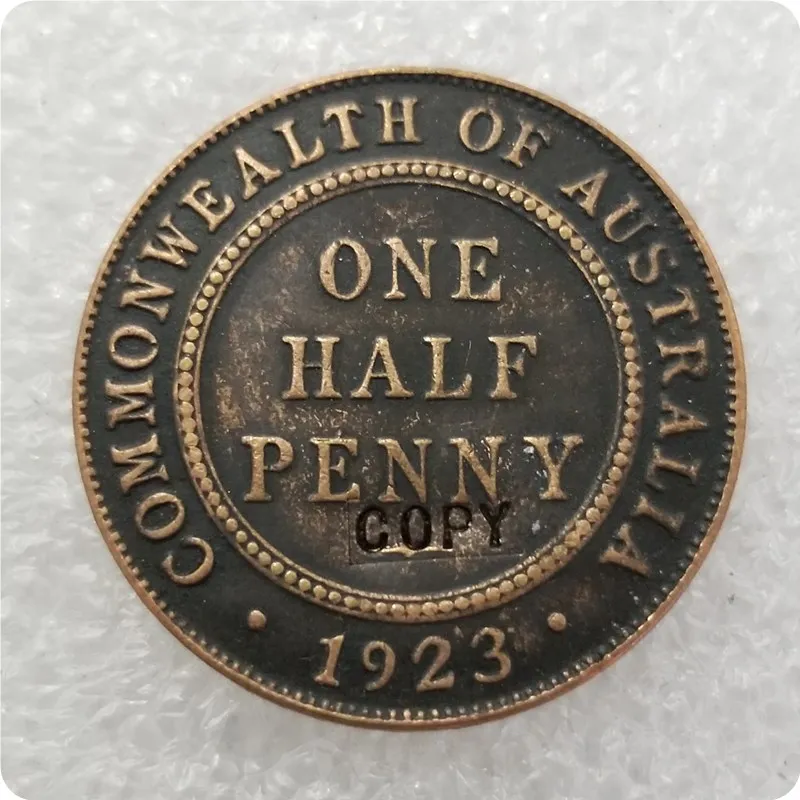 1923 Австралийский полпенни имитация монеты - Цвет: Antique Copper