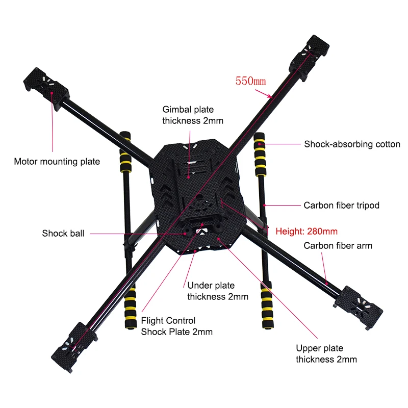 DIY FPV Дрон Квадрокоптер F550 рама из чистого углеродного волокна комплект планера колесная база 550 мм for4-Axis Квадрокоптер FPV рамка