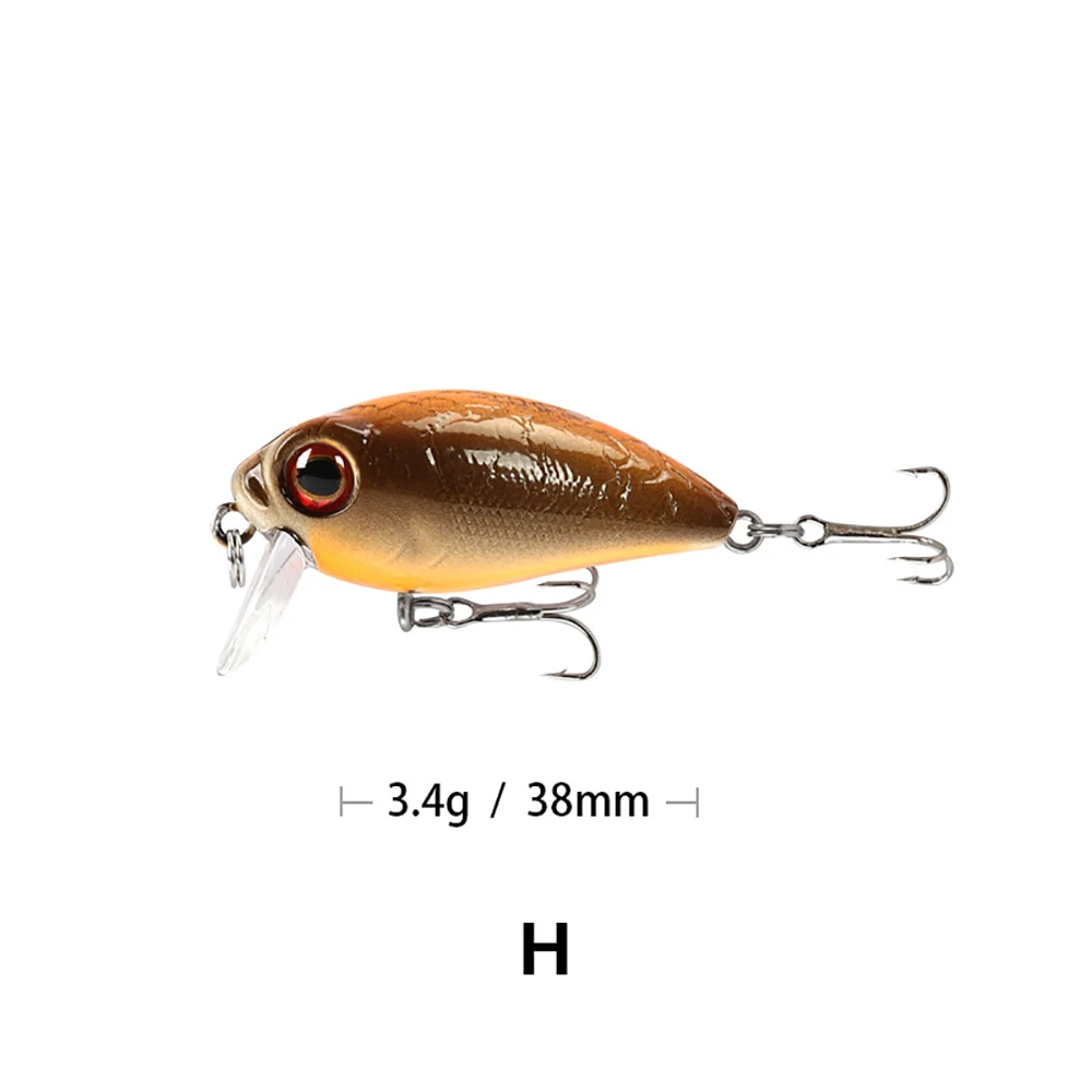 H Mises 3.8cm 3.4g Ten Colors Mini Floating Bionic Crank Little Fatty Lure Artificial Bait Hard Bait Fishing Lure Wobbler - Цвет: H