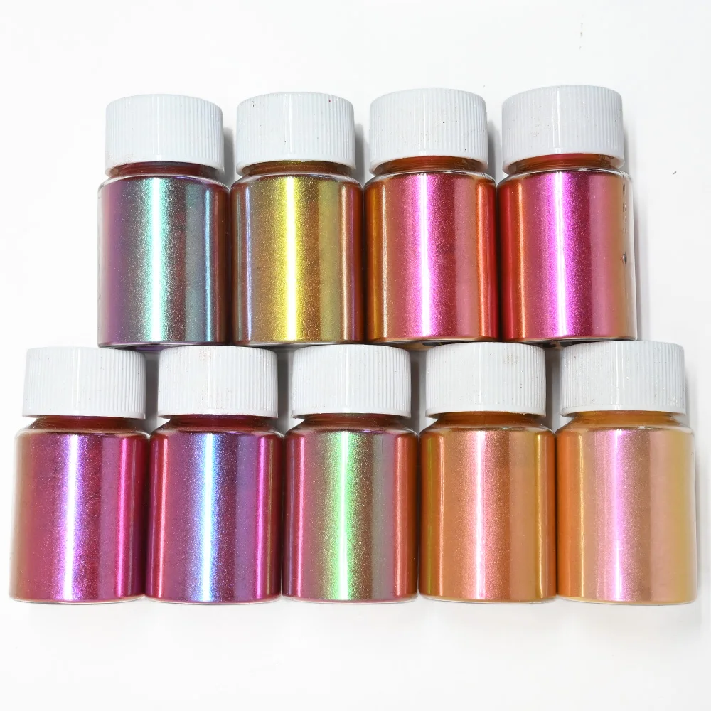 

9Pcs Cosmetic Grade Mica Nail Art Powder Chameleon Eyeshadow Nail Pearl Pigment DIY Kit. Powder For Nail Art/Soap Craft Glitter
