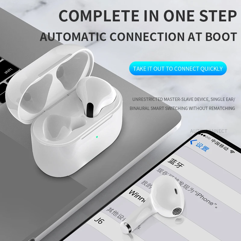 TWS Earbuds Wireless Bluetooth Earphones Headset Touch Voice Control Noise Reduction Stereo Cordless Headphones for Apple Xiaomi