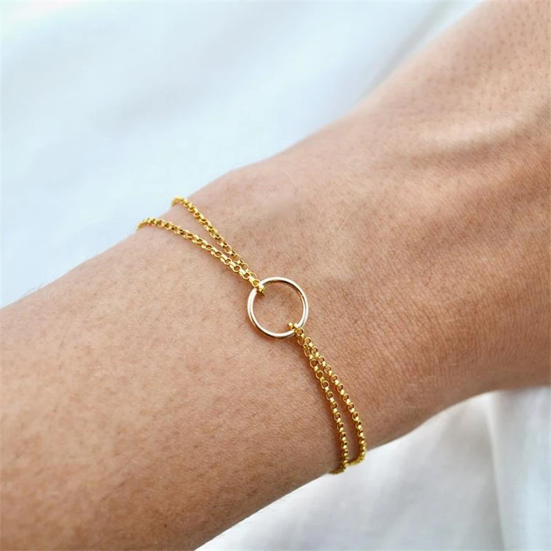 IEFWELL Delicati braccialetti a strati in oro da donna, placcati
