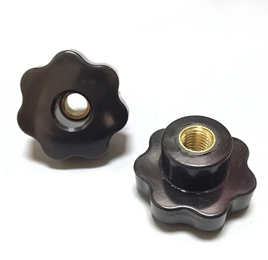 

5PCS M8 M10 M12 48# Plum Bakelite Hand Tighten Nuts Handle Thread Star Mechanical Black Thumb Nuts Clamping Knob Manual Nuts