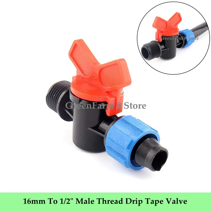 Drip Tape Valve Micro Irrigation System Connector 2~50pcs 1/2" Female/Male Thread 16mm for Greenhouse Watering 16mm Tube Use drip irrigation system