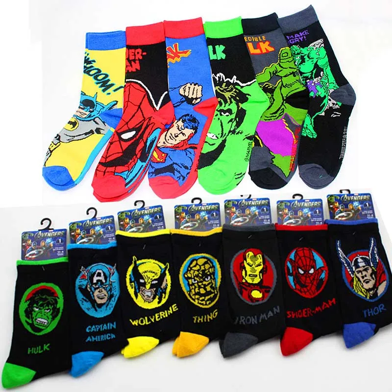 

Cute cartoon Marvel Comics Hero comic Socks men women Batman Spiderman Hulk pattern sock Antiskid Invisible Casual Adult unisex