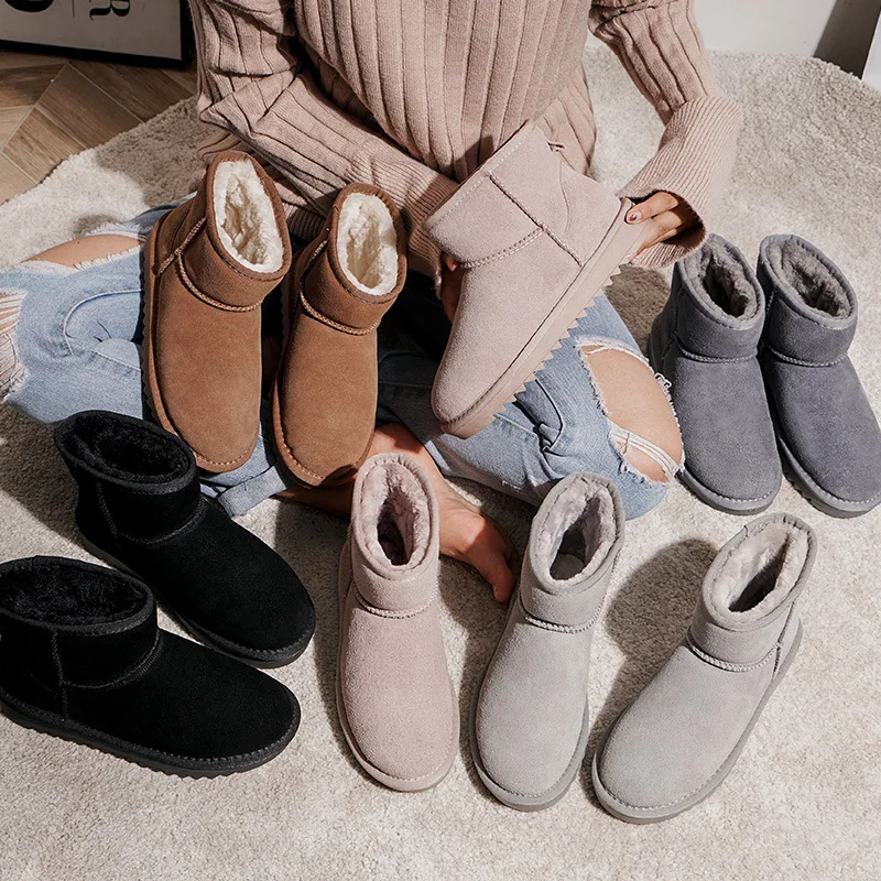 Новинка; зимняя теплая обувь; женские зимние ботинки; модные брендовые плюшевые ботинки из натуральной кожи; botas mujer; женские ботильоны на меху