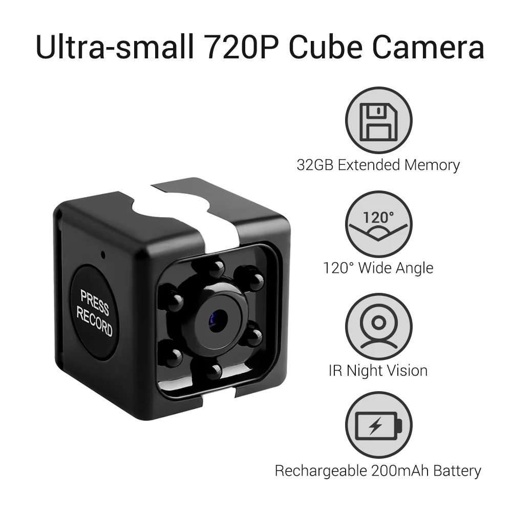 Мини Cube CameraHD 720P маленькие микро камеры ИК ночного видения 120D широкий угол 32 Гб увеличенная память видеокамера Домашняя безопасность