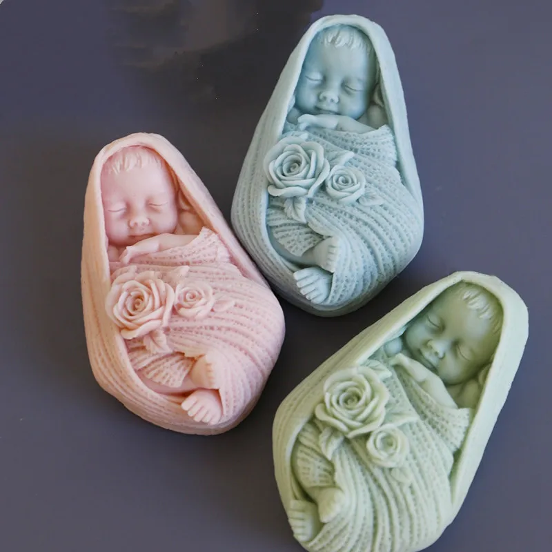 Silicone Soap Molds Epoxy Resin Molds Baby Silicone Mold Rose Baby Soap Molds Gypsum Chocolate Candle Mold Clay Resin Fondant Mould 3D Angel Silicone Soap Moulds