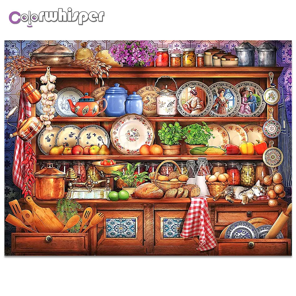

Daimond Painting 5D Full Square/ Round Kitchen Tableware Food Diamond Rhinestone Embroidery Crystal Cross Stitch Mosaic D283