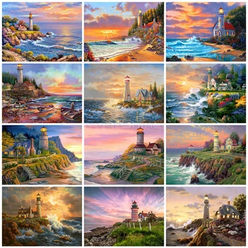 

EverShine Diamond Painting Full Drill Square Lighthouse Cross Stitch Diamond Art Bead Picture Kits Embroidery Mosaic Hobby Gift