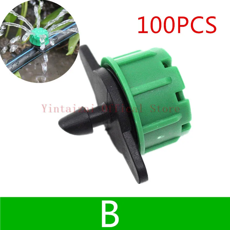 B 100pcs 100 шт. Регулируемая капельница для полива сада капельный излучатель на коле используется на Садовом греческом доме полив инструменты капельного орошения - Цвет: B 100pcs