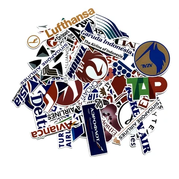 

52PCS Airline LOGO Aviation Sign Sticker For Trolley Backpack Table PVC Skateboard motorcycle helmet Car Styling Car Accessories