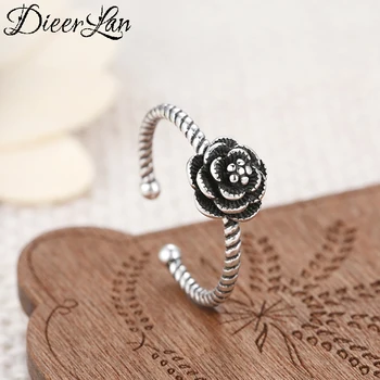 

Vintage 925 Sterling Silver Rose Flower Rings For Women Jewelry Beautiful Finger Open Rings For Party Birthday Gift