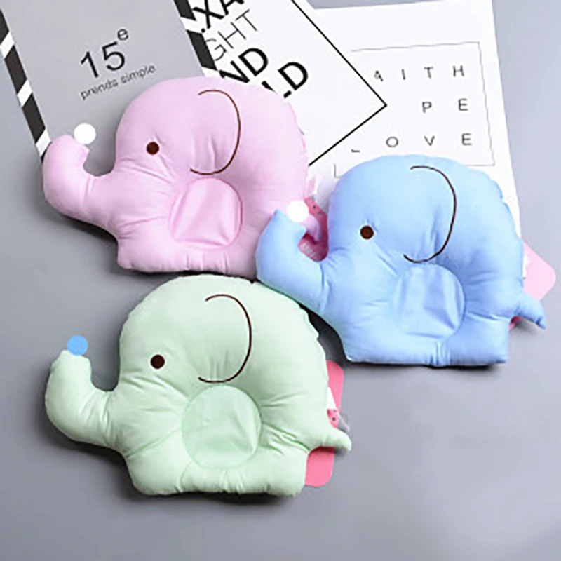 Baby Pillows Bed Crib Sleep Cushion Infant Elephant Cute Flat Head Children Pillow Breast Feeding Soft Pink Yellow Blue Green