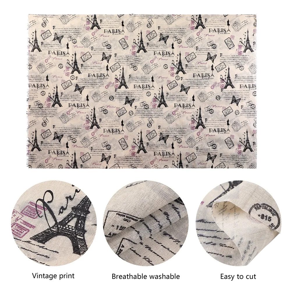 

Natural Color Bottom Black Red Butterfly Number English Pattern Cotton Linen Sewing Quilting Fabrics Basic Quality for Patchwork
