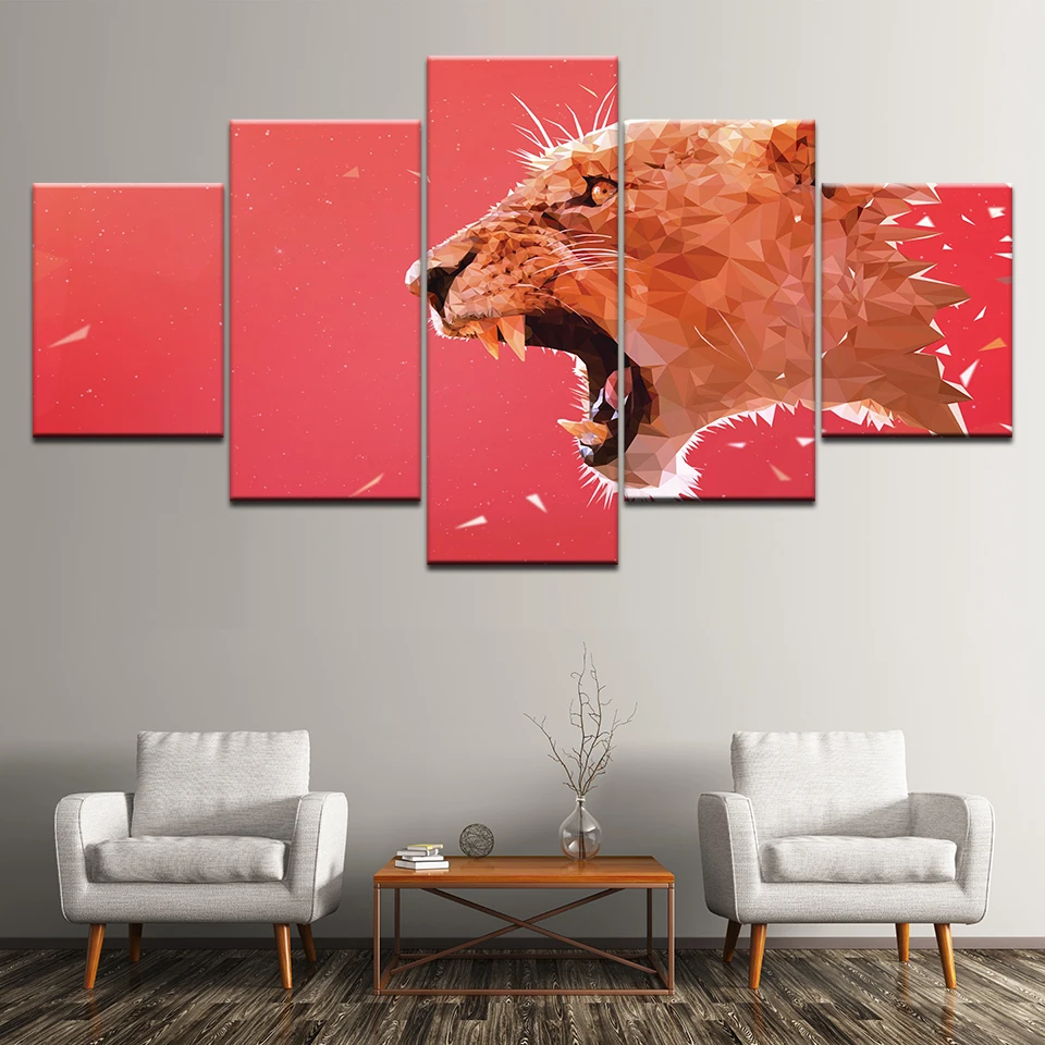 

HD Printed Picture Modern Decor For Living Room 5 Pieces Abstract Animal Tiger Painting Wall Art Modular Canvas Poster Framework