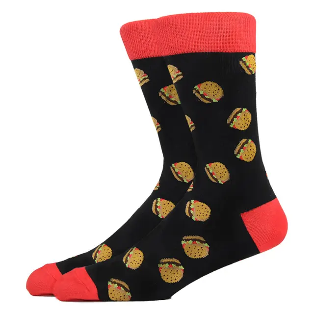 Burger Pizza Sushi Males Socks Fashion Cute Series Korean Harajuku Cartoon Funny Women Happy Cotton Cool Middle Tube Socks HK11024-2