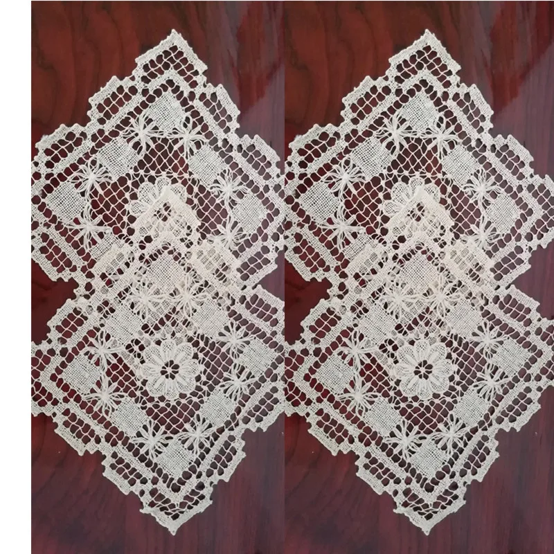 

12pcs/Dozen Handmade Filet Crochet Lace Best Embroidery Table Placemat Coaster Vase Mat True Color Square 100% Cotton 25x25cm