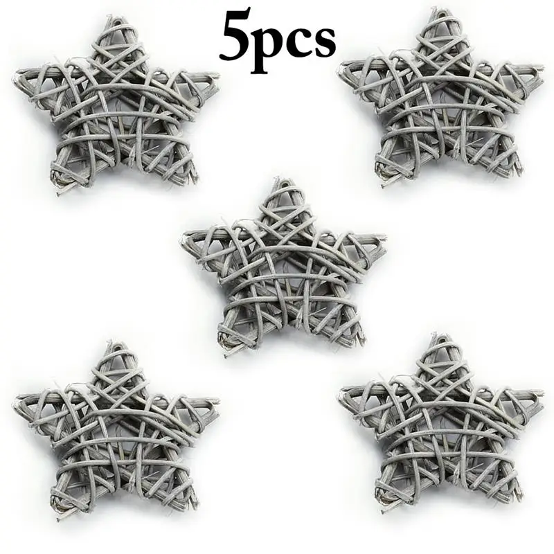 Rattan Stars Christmas Tree Hanging Decor Set Creative Rattan Ornament DIY Party Decor Accessories 5Pcs/Set christmas tree decoration christmas star decoration