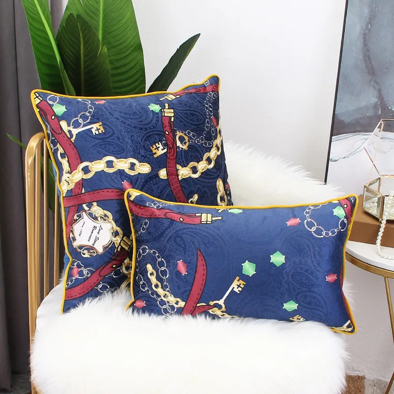 

Elegant Pillow Cushion Cover Blue Belt Pattern Decorative Pillows Colors Cushions Covers Almofadas Abstract Cushions Cojines,1pc