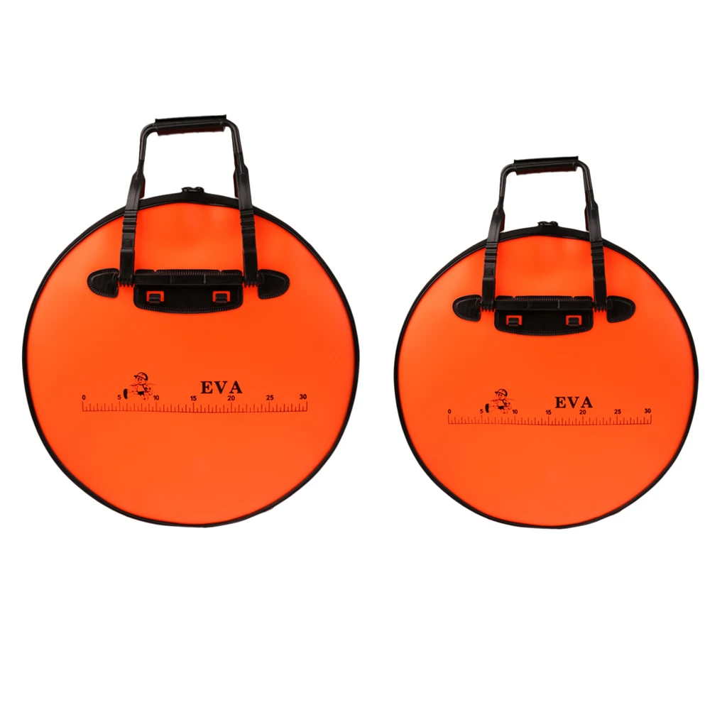 

2Pcs Fish Bag Foldable Fish Shopping Bag Fishing Live Baits Bucket Handbag Orange