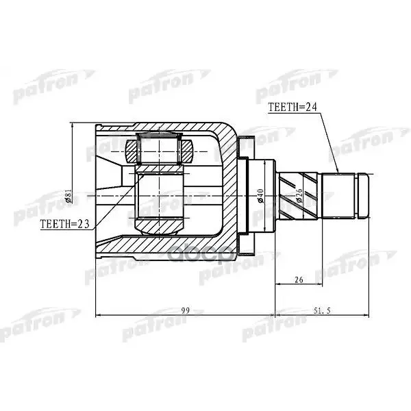 Шрус Внутренний 24x40x23 Nissan Primera P12 01-07 PATRON арт. PCV1412