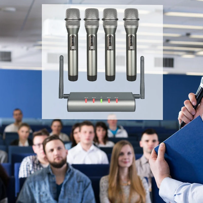 4-Channel Wireless Microphone System Quad UHF