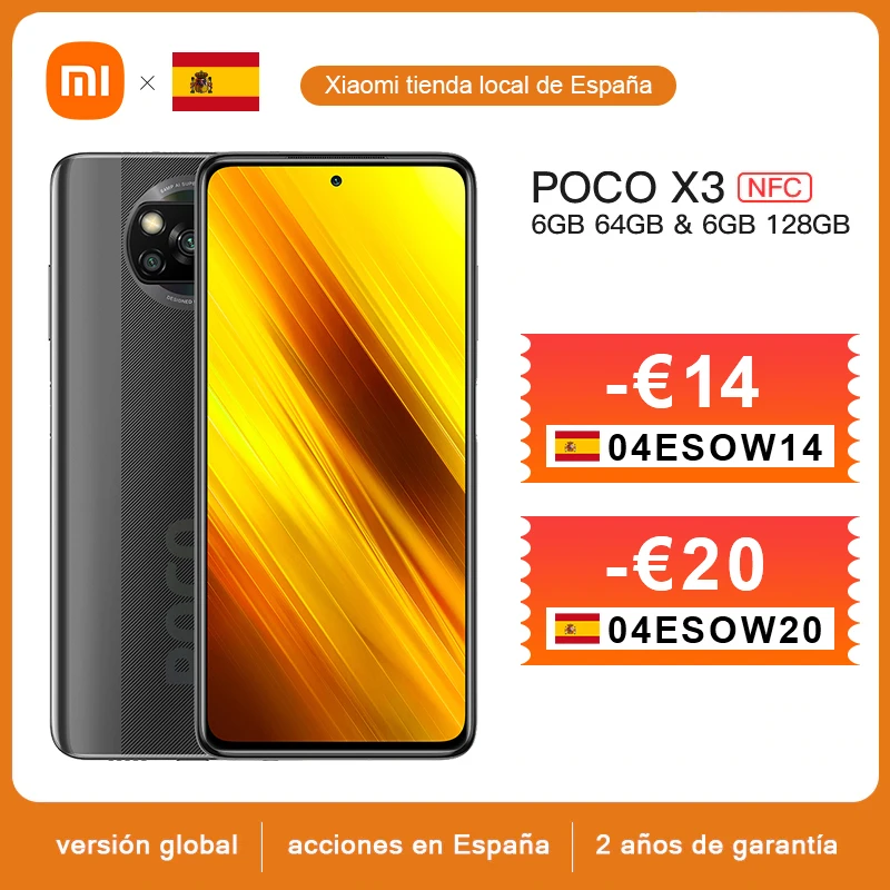Xiaomi-teléfono inteligente POCO X3 versión Global, móvil con NFC, 6GB, 64GB/128GB, Snapdragon 732, ocho núcleos, cámara cuádruple de 64MP, 6,67 pulgadas, 33W, carga rápida
