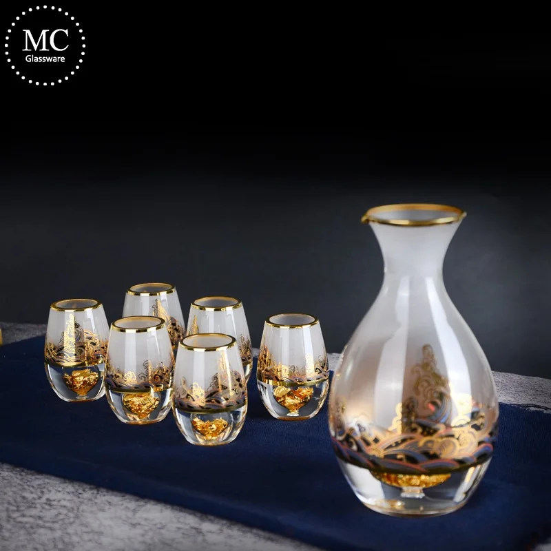 Wine set Дворцовая Золотая бутылка для фольги Бокал Для Вина Набор Классическая маленькая бутылка маленький алтарь стеклянный бокал для вина и миксер набор - Цвет: Wine set