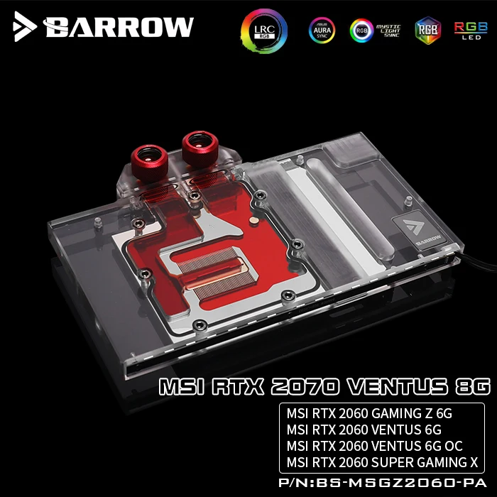 Barrow GPU water block fit MSI RTX 2070 2060 VENTUS 8G, GPU 2060 GAMING Z 6G cooler, support sync mainboard, BS-MSGZ2060-PA