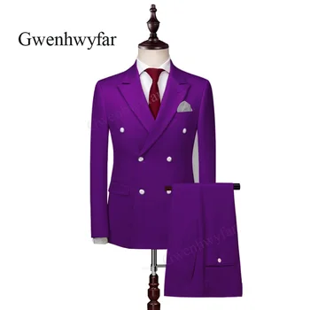 

Gwenhwyfar 2020 New 6 Buttons Groom Bridegroom 2 Piece Wedding Party Tuxedos Bright Fashion Men Suits （Blazer+Pants）