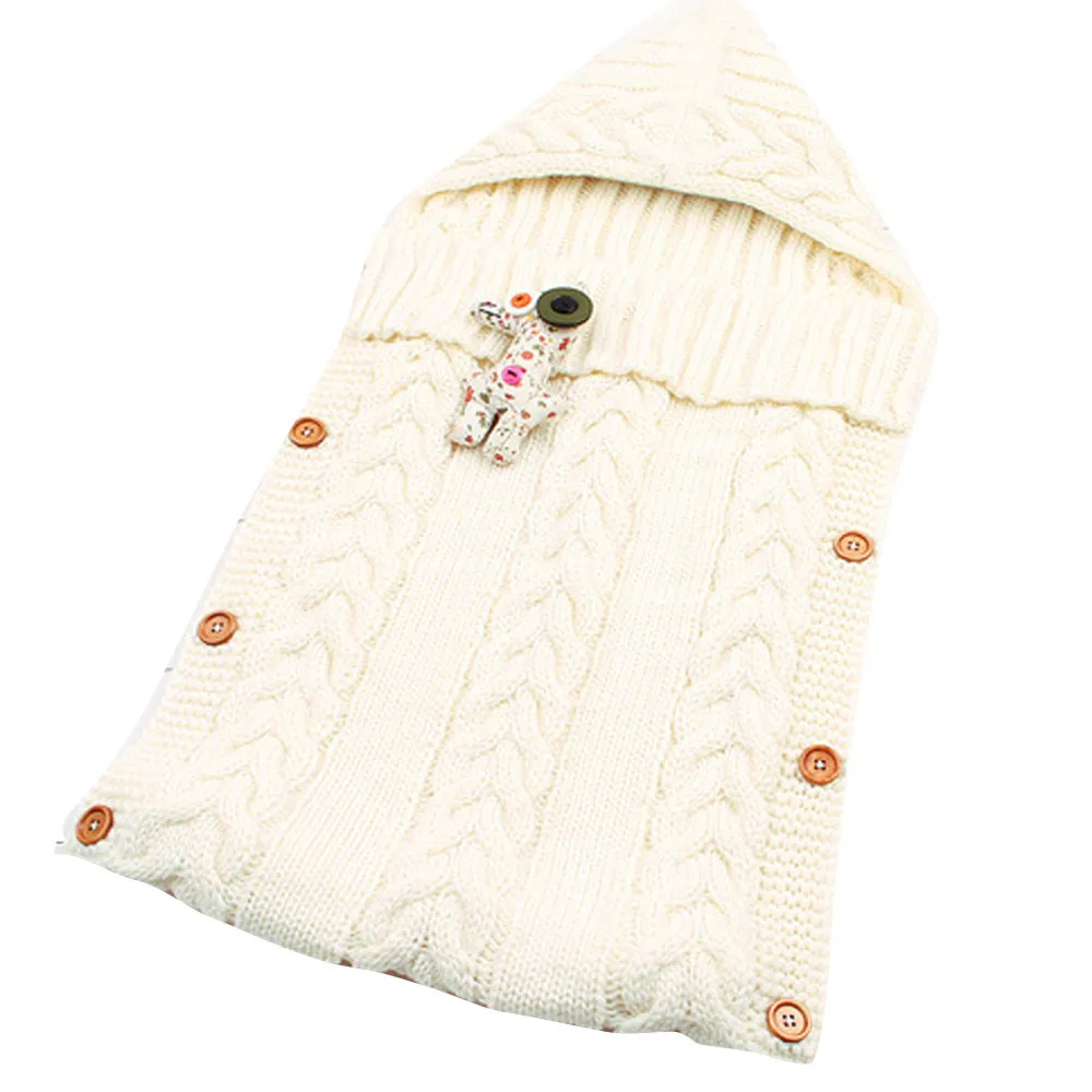 Пеленальное Одеяло для новорожденных, вязаный спальный мешок, зимняя теплая прогулочная коляска, накидка для пеленания, одеяло, костюм для 0-12 месяцев,@ 45