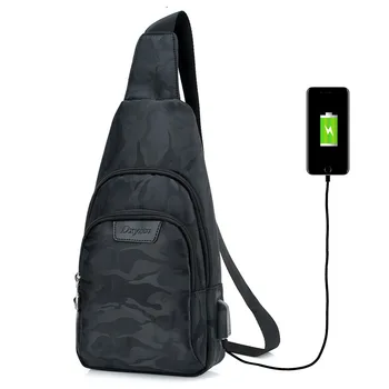 

Casual solid color shoulder chest bag men Simple camouflage cross body bag Vertical polyester shoulder bag