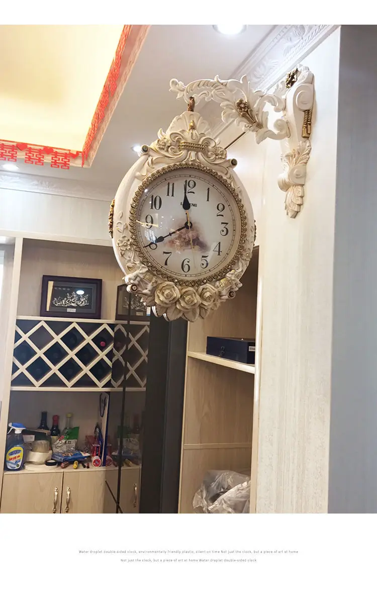 Đồng hồ treo tường 2 mặt Châu Âu – Thiết kế thanh lịch, phong cách cổ ...