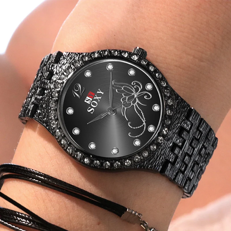 

Exquisite Casual Ladies Watch Fashion Diamond Women's Watches New Luxury Women Bracelet Watch 2019 Flower Butterfly Female Clock