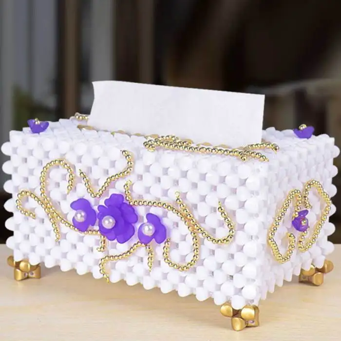 Ручной работы DIY коробка для салфеток Держатель бусины тканые прямоугольные комнаты офиса автомобиля коробка для салфеток JS22