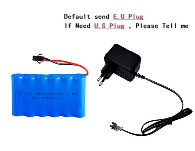SM Plug) Ni-CD 7,2 В 1400 мАч батарея+ USB зарядное устройство для радиоуправляемых игрушек автомобиль Танк Поезд робот лодки пистолеты AA 7,2 в перезаряжаемый аккумулятор - Цвет: Navy Blue