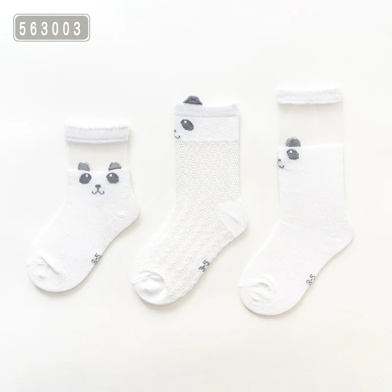 white panda Caramella/весенне-летние детские носки милые носки с расцветкой «панда», ультра тонкие белые прозрачные сетчатые Носки для маленьких девочек детские кружевные носки - Цвет: white panda