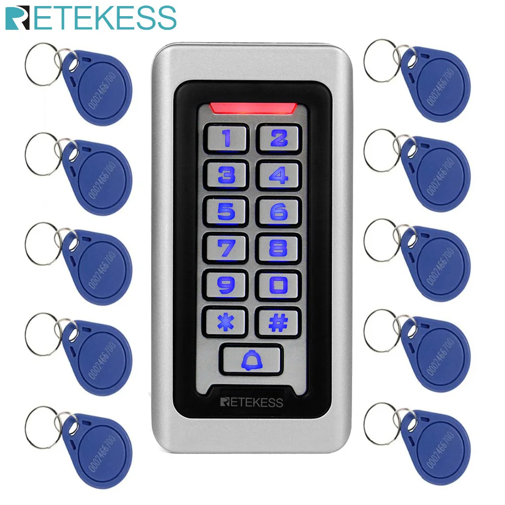 Retekess T-AC03 Keypad RFID Access Control System Proximity Card Standalone 2000 Users Door Access Control Waterproof Metal Case
