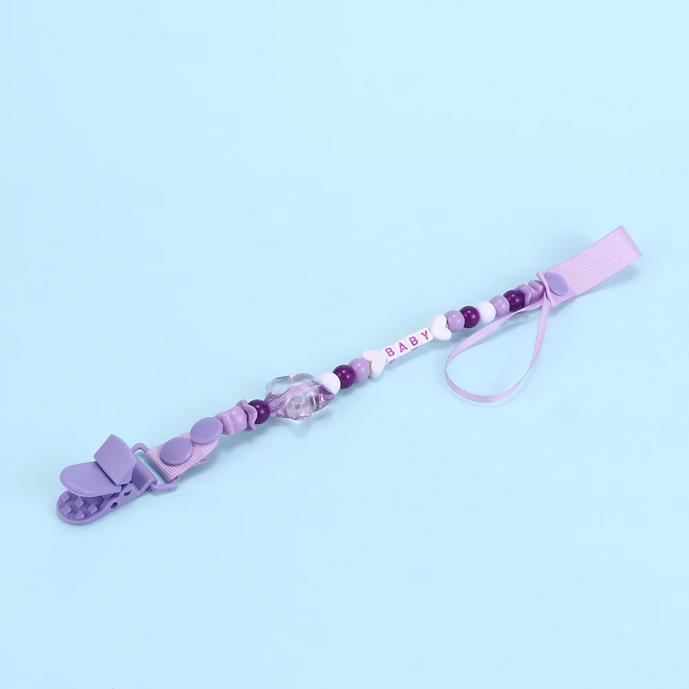 purple 1 шт. милый, для новорожденных и малышей акриловые буквы Соска с бусами держатель цепи соски клип Прорезыватель зубов, пустышка ремень детские жевательные игрушки - Цвет: purple