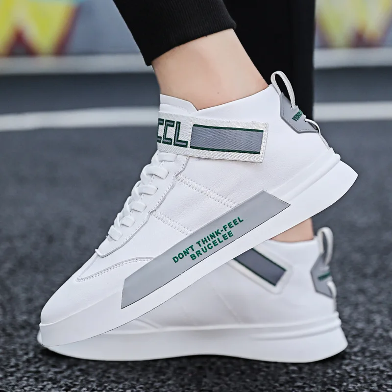 

Shoes Men's Autumn And Winter New Style Korean-style Trend Cool Velcro Mid-top Students Casual Outdoor Anti-slip Sports Trendy S