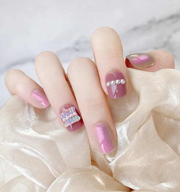 Short Round Fake Nails Star Clouds Press On False Nail Tips with Designs Set Bow French Nail Art Decoration Manicure Tools STYLE01