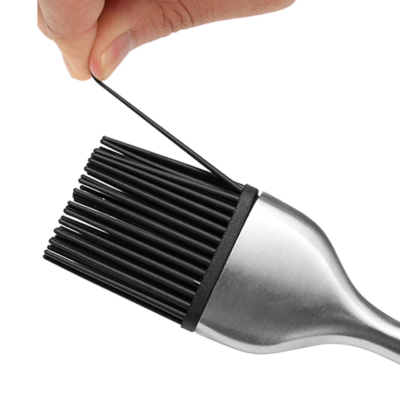 1Pc Silicone Basting Brush BBQ Grill Oil Sauce Brush Stainless Steel Handle Pastry Brush Butter Bread Baking Kitchen Accessories (3)