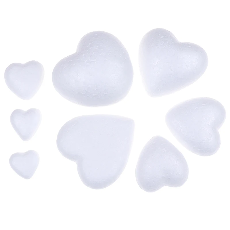 10pcs Polystyrene Styrofoam Foam Ball White Craft Heart-shaped For DIY Christmas Party Decoration Supplies Gifts 3.5-10cm